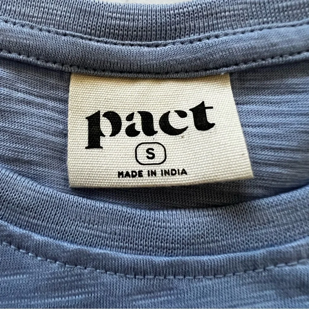 Pact Organic Cotton Slub Weekend Dress Blue Drawstring Casual Minimalist S